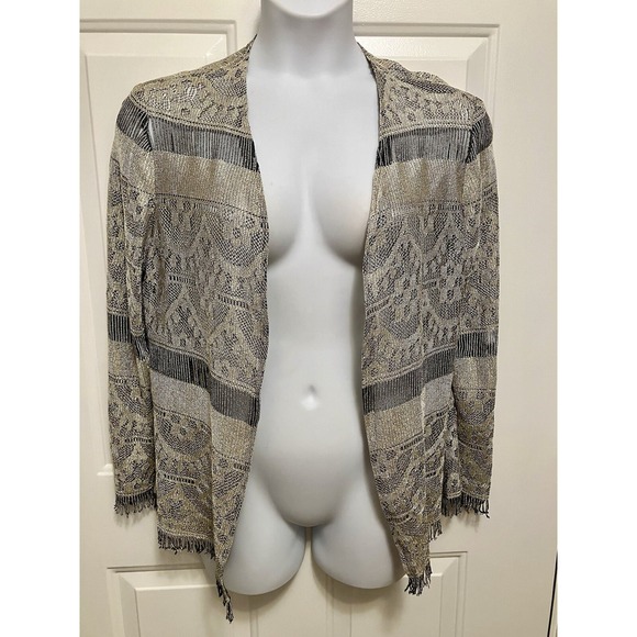 Women's‎ Huey Waltzer Saks Fifth Avenue Black Gold Vintage Shirt Jacket Sz Large - Picture 1 of 7